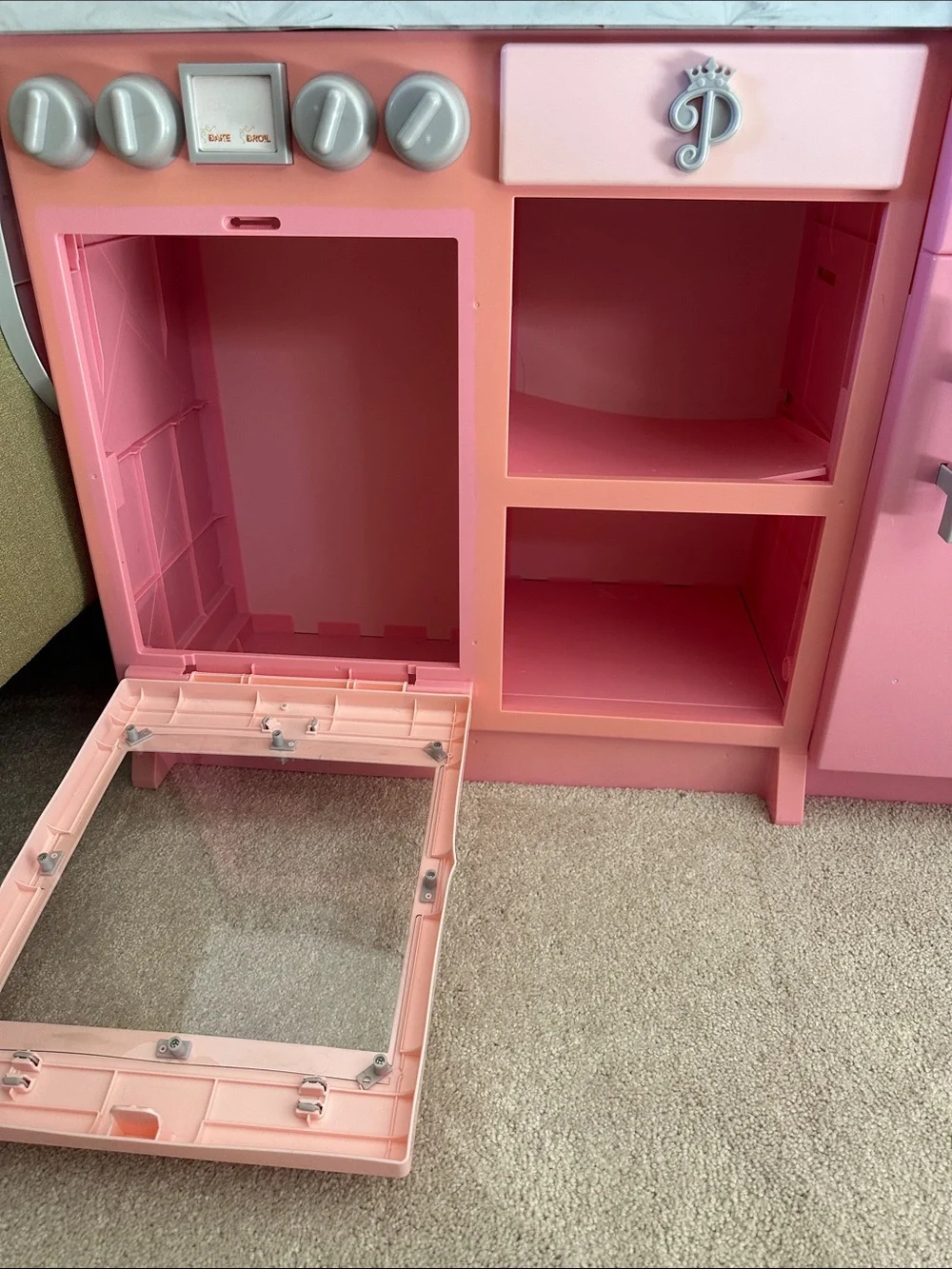 Pink Kids Disney Princess Play Kitchen with Refrigerator and Oven